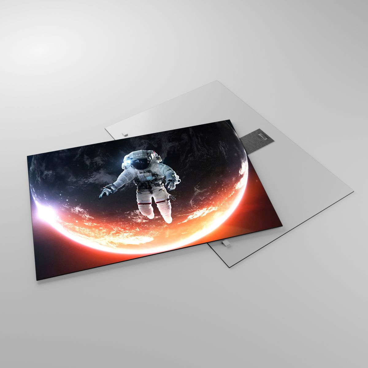 Glasbild Astronaut, Glasbild Kosmos, Glasbild Kosmonaut, Glasbild Planet Erde, Glasbild Abstraktion