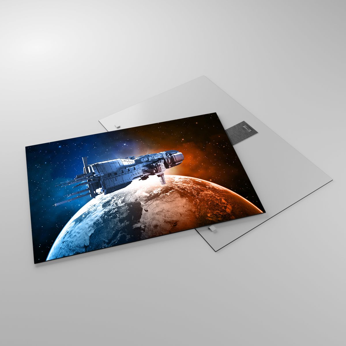 Glasbild Kosmos, Glasbild Raumfahrzeug, Glasbild Das Shuttle, Glasbild Globus, Glasbild Astronomie
