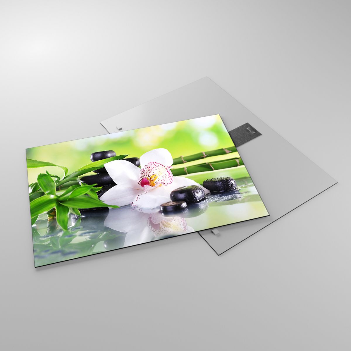 Glasbild Bambus, Glasbild Blume, Glasbild Orchidee, Glasbild Spa, Glasbild Asien