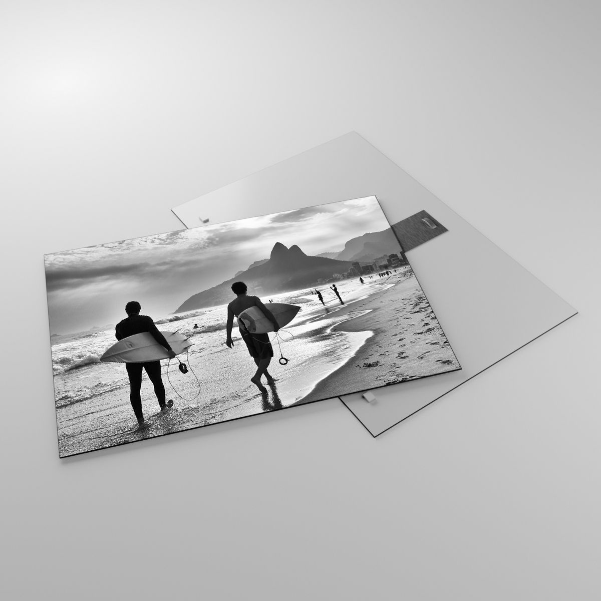 Glasbild Surfer, Glasbild Brasilien, Glasbild Meer, Glasbild Strand, Glasbild Schwarz Und Weiß