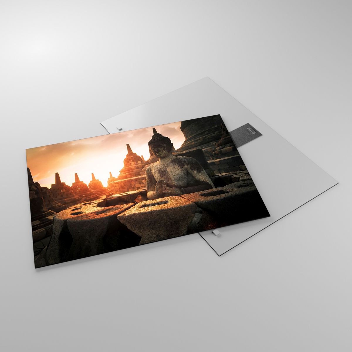 Glasbild Asien, Glasbild Buddha, Glasbild Borobudur, Glasbild Kultur, Glasbild Meditation