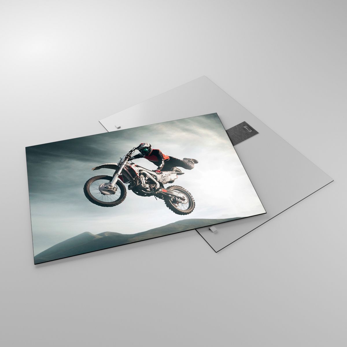 Glasbild Moto-Cross, Glasbild Motorrad, Glasbild Motorradfahrer, Glasbild Motocross-Wettbewerb, Glasbild Sport