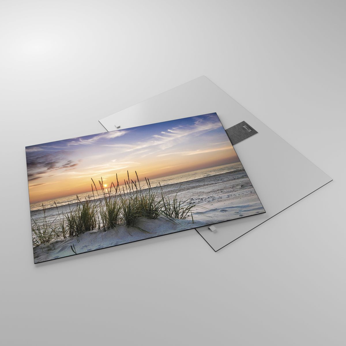 Glasbild Landschaft, Glasbild Strand, Glasbild Meer, Glasbild Der Sonnenuntergang, Glasbild Düne