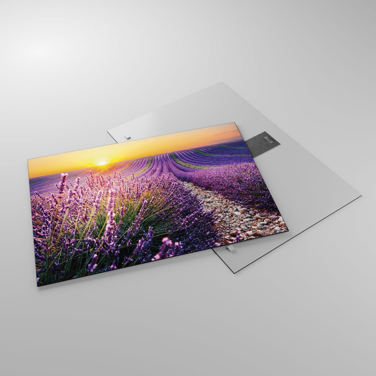 Glasbild Landschaft, Glasbild Lavendelfeld, Glasbild Provence, Glasbild Frankreich, Glasbild Natur