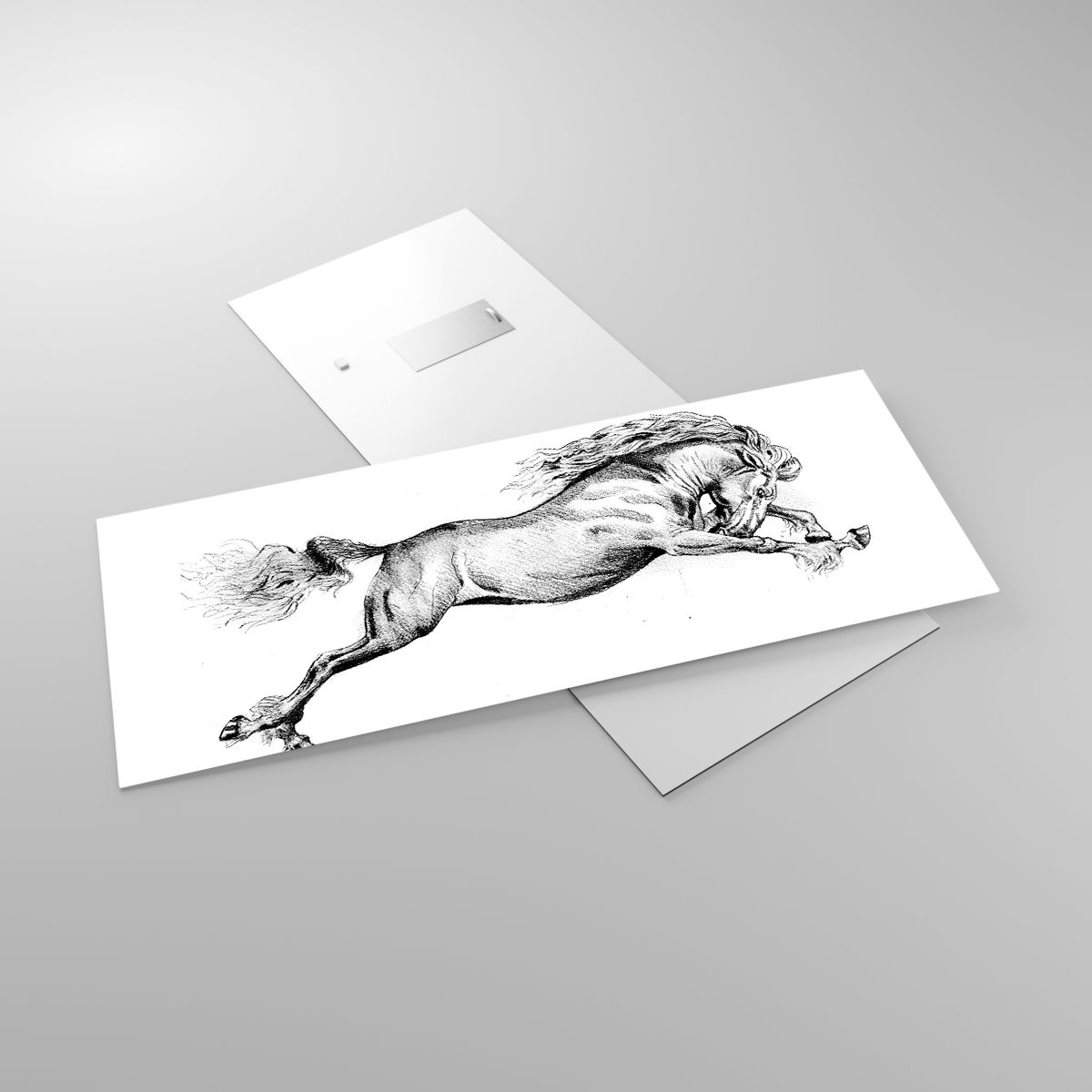 Glasbild Pferd, Glasbild Tiere, Glasbild Grafik, Glasbild Schwarz Und Weiß, Glasbild Springen