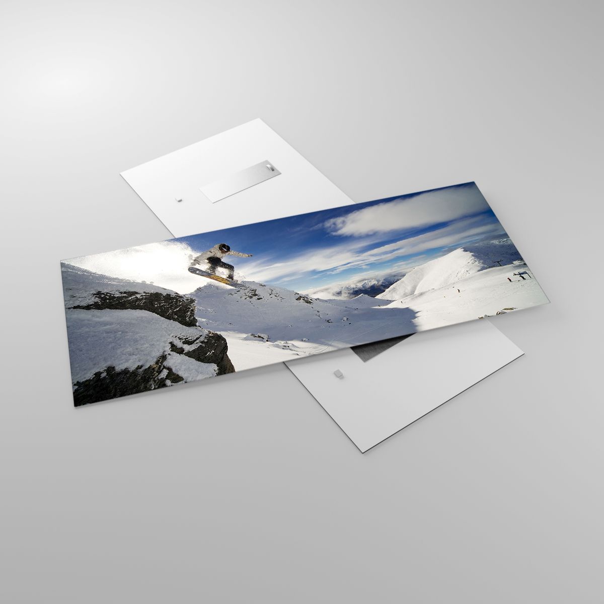 Obraz na skle Snowboard, Obraz na skle Krajina, Obraz na skle Hory, Obraz na skle Sníh, Obraz na skle Sport