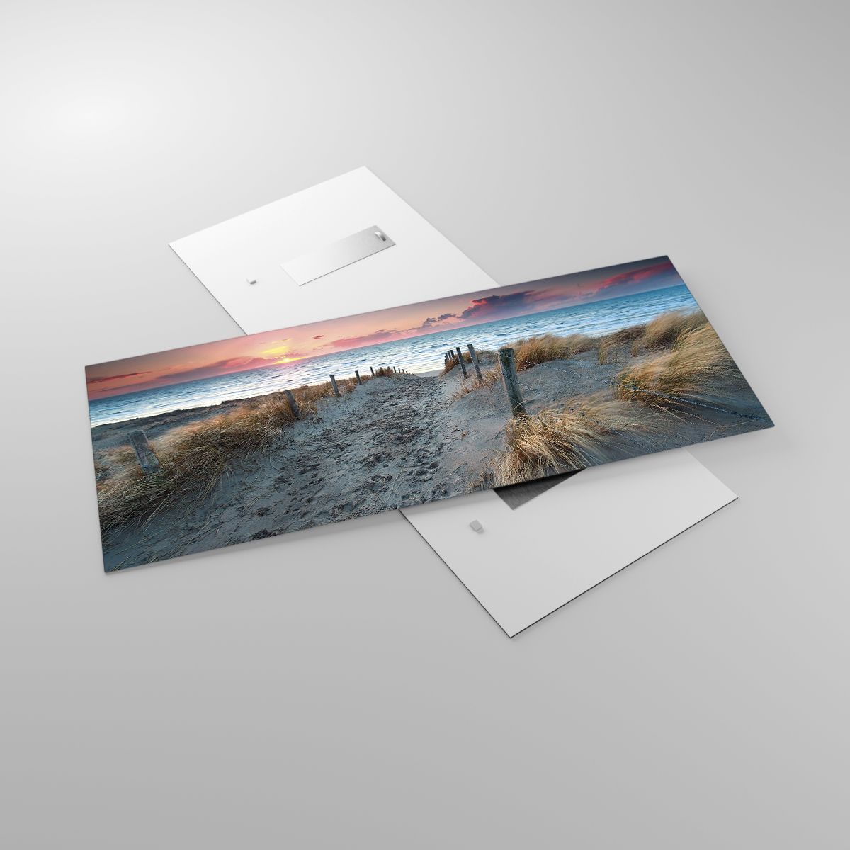 Glasbild Landschaft, Glasbild Meer, Glasbild Strand, Glasbild Düne, Glasbild Der Sonnenuntergang