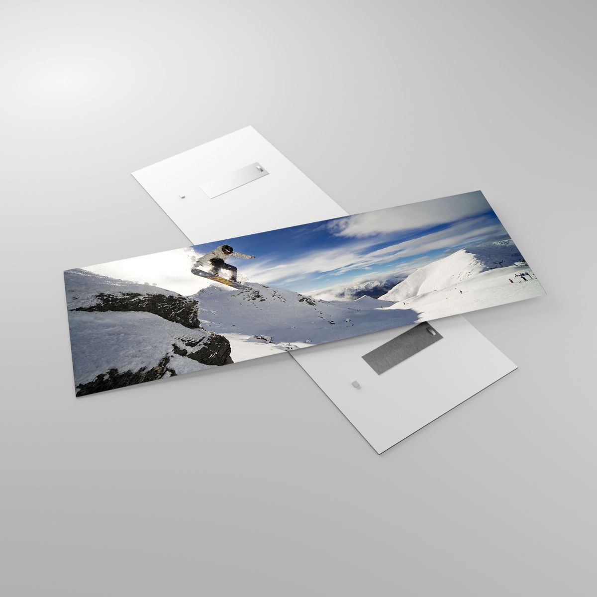 Glasbild Snowboard, Glasbild Landschaft, Glasbild Berge, Glasbild Schnee, Glasbild Sport