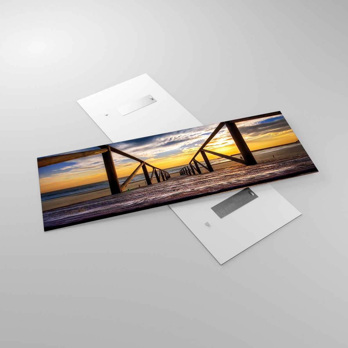 Billede på glas Landskab, Billede på glas Solnedgangen, Billede på glas Hav, Billede på glas Natur, Billede på glas Nedstigning til stranden