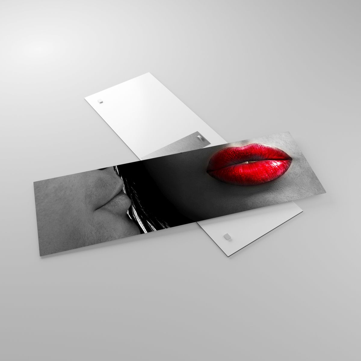 Glasbild Personen, Glasbild Frau, Glasbild Mann, Glasbild Rote Lippen, Glasbild Kuss