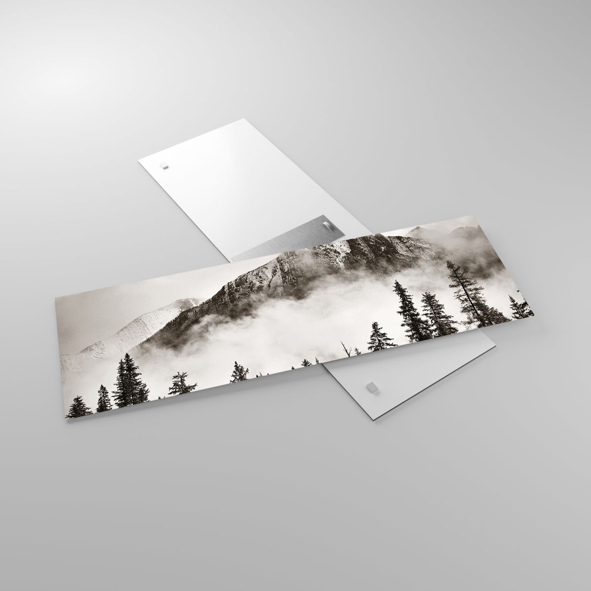 Glasbild Landschaft, Glasbild Berge, Glasbild Wald, Glasbild Berggipfel, Glasbild Sepia