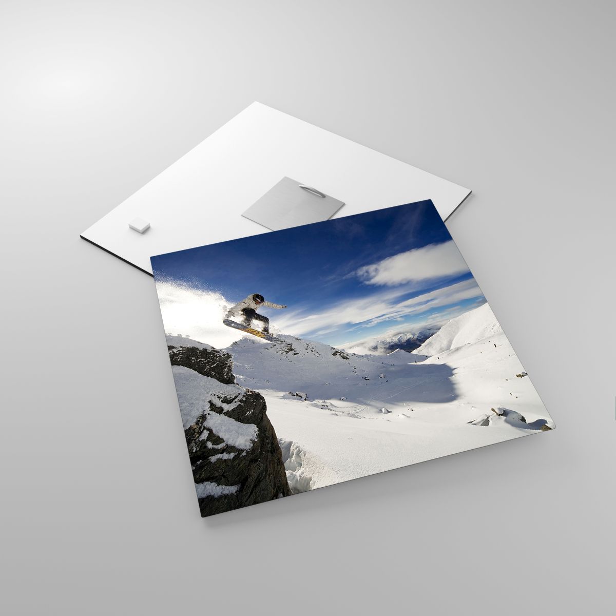 Glasbild Snowboard, Glasbild Landschaft, Glasbild Berge, Glasbild Schnee, Glasbild Sport