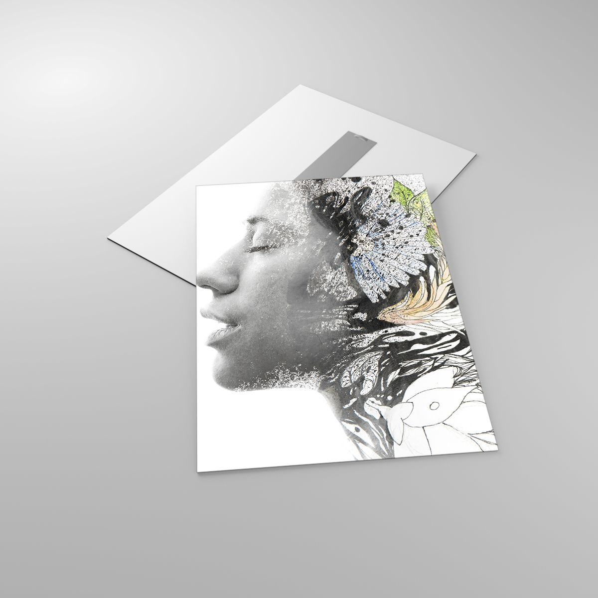 Glasbild Abstraktion, Glasbild Das Gesicht Der Frau, Glasbild Blumen, Glasbild Kunst, Glasbild Grafik