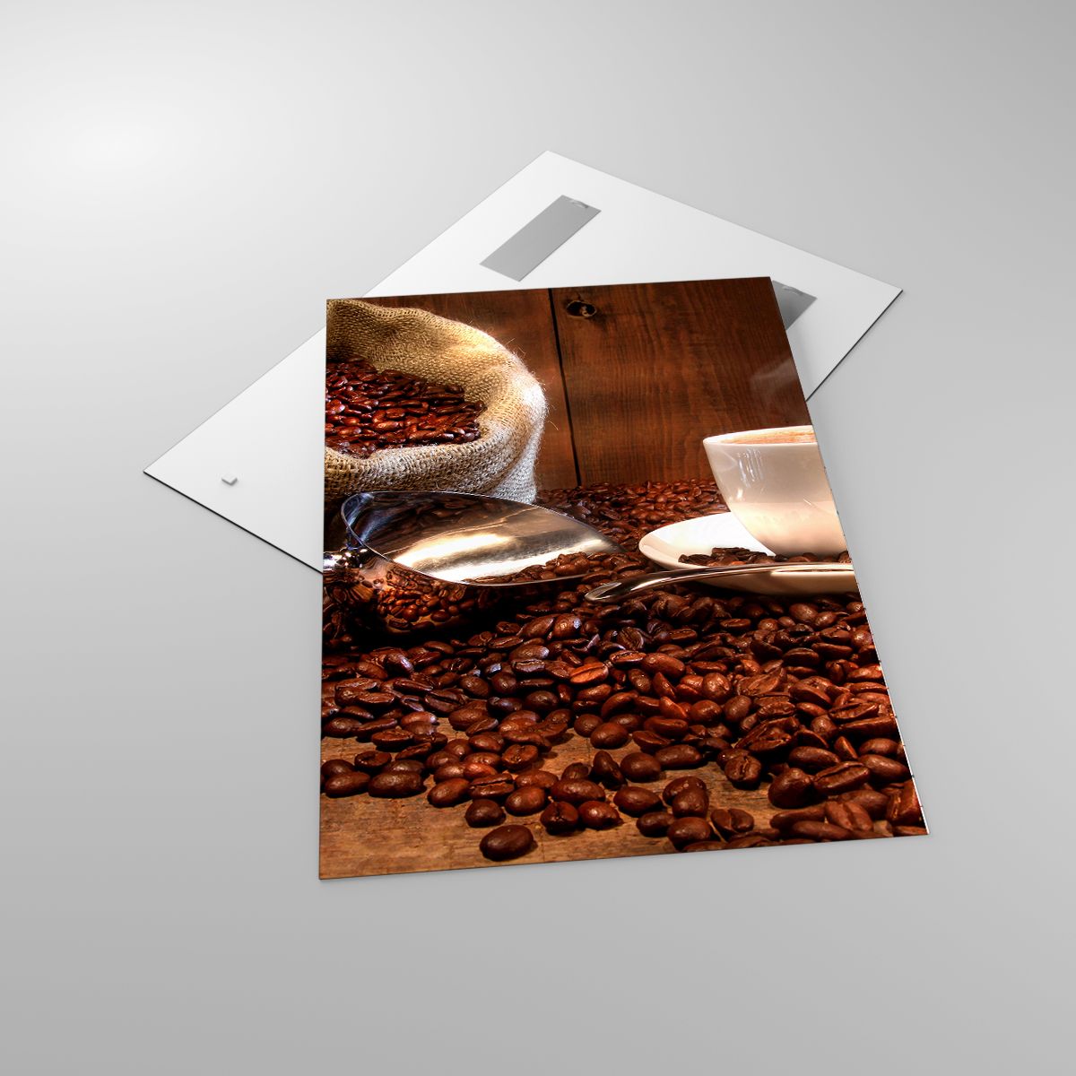 Glasbild Kaffeebohnen, Glasbild Aroma, Glasbild Gastronomie, Glasbild Tasse, Glasbild Brasilien