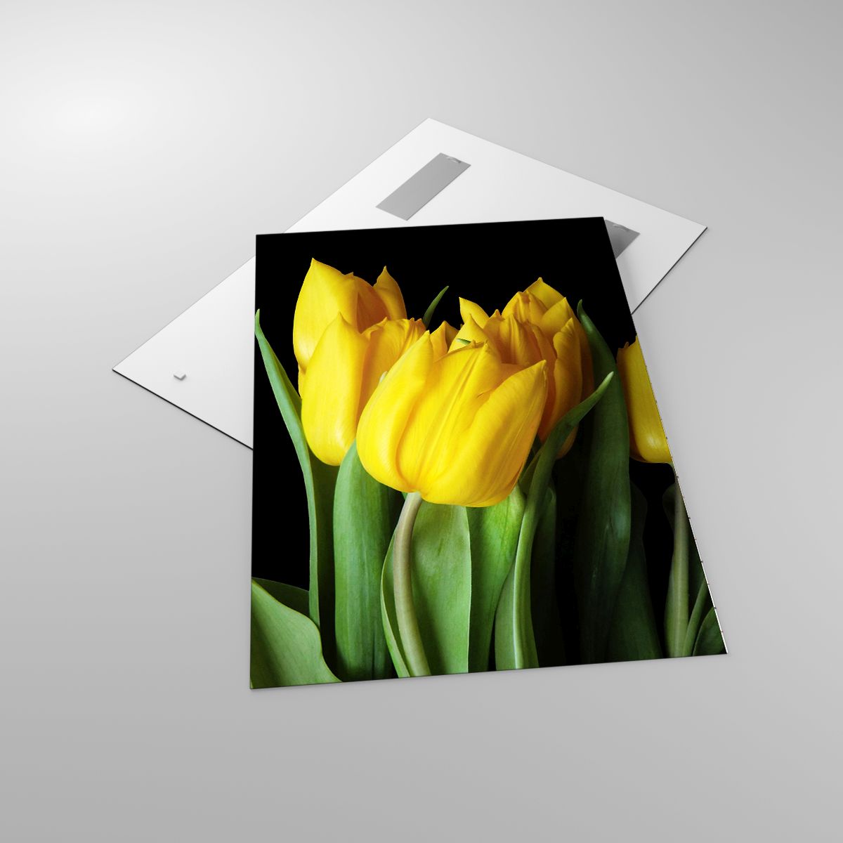 Glasbild Blumen, Glasbild Tulpen, Glasbild Blumenstrauß, Glasbild Gelbe Tulpen, Glasbild Floristen