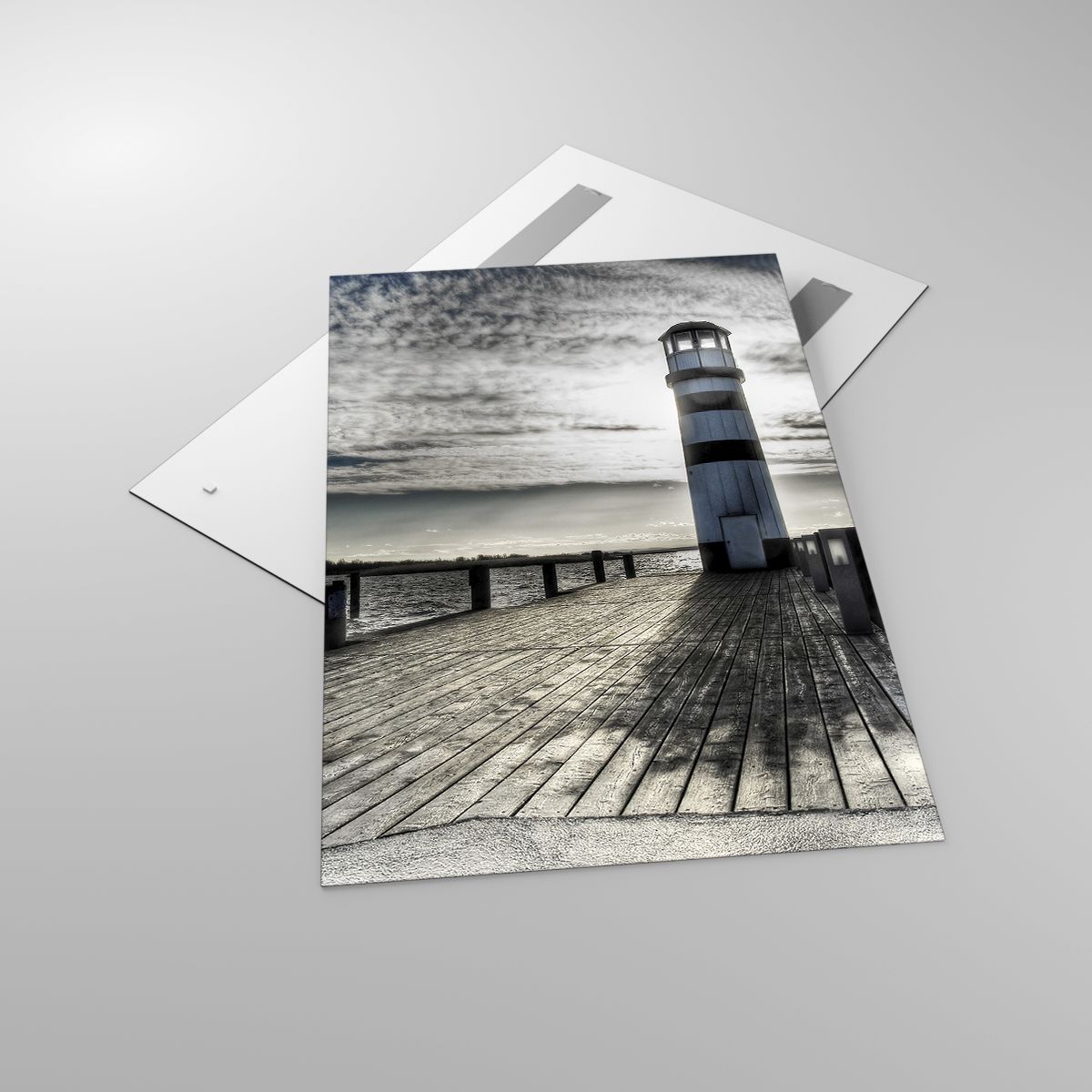 Glasbild Leuchtturm, Glasbild Landschaft, Glasbild Meer, Glasbild Reisen, Glasbild Brücke