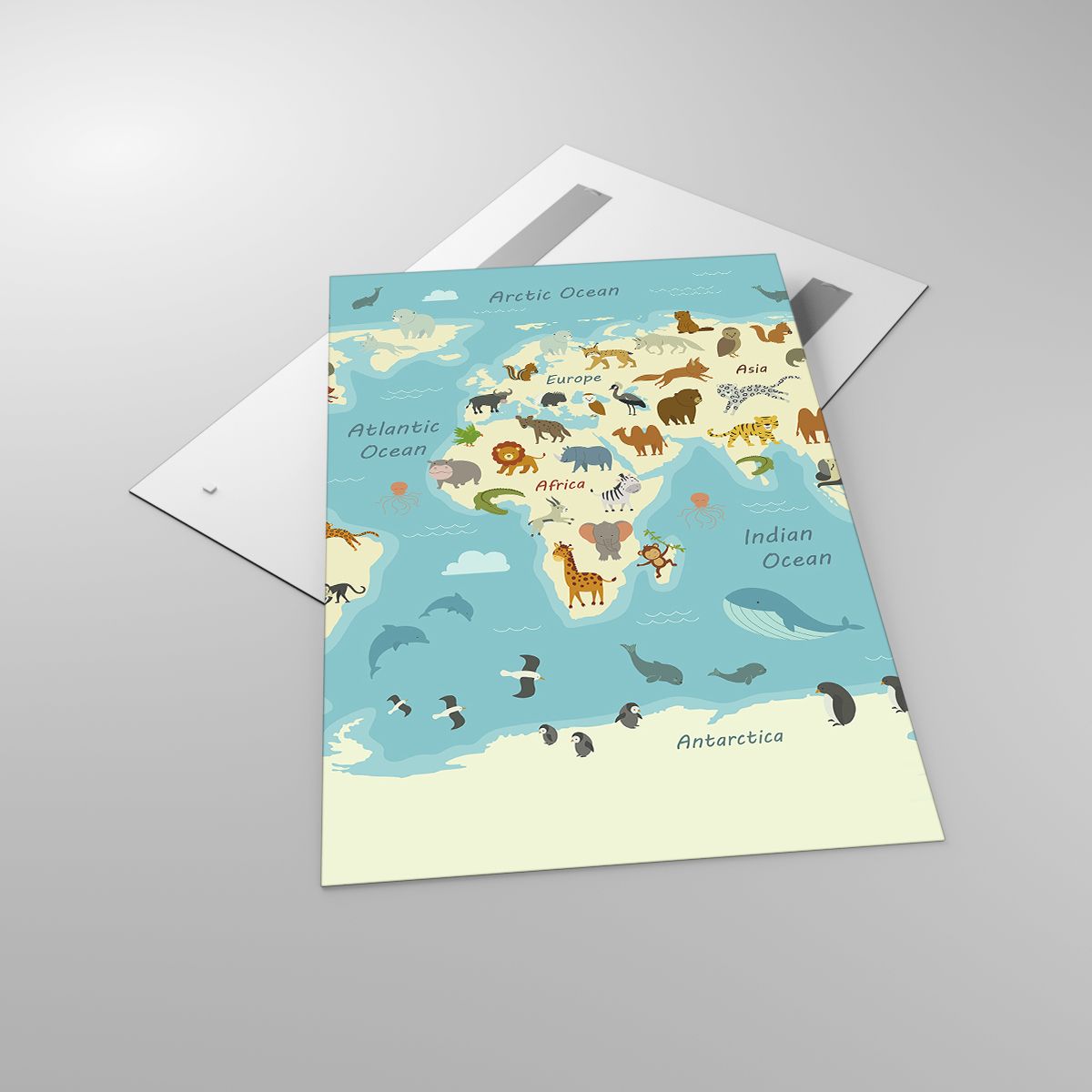 Quadri Mappa Del Mondo, Quadri Mappa Con Animali, Quadri Animali, Quadri Natura, Quadri Per Bambini