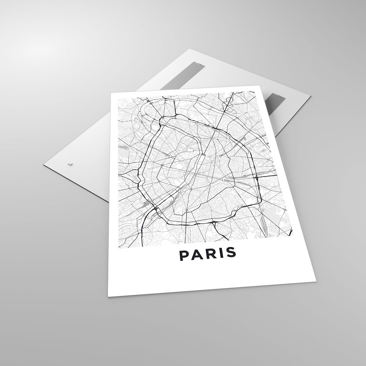 Glasbild Stadt, Glasbild Stadtkarte, Glasbild Paris, Glasbild Grafik, Glasbild Frankreich