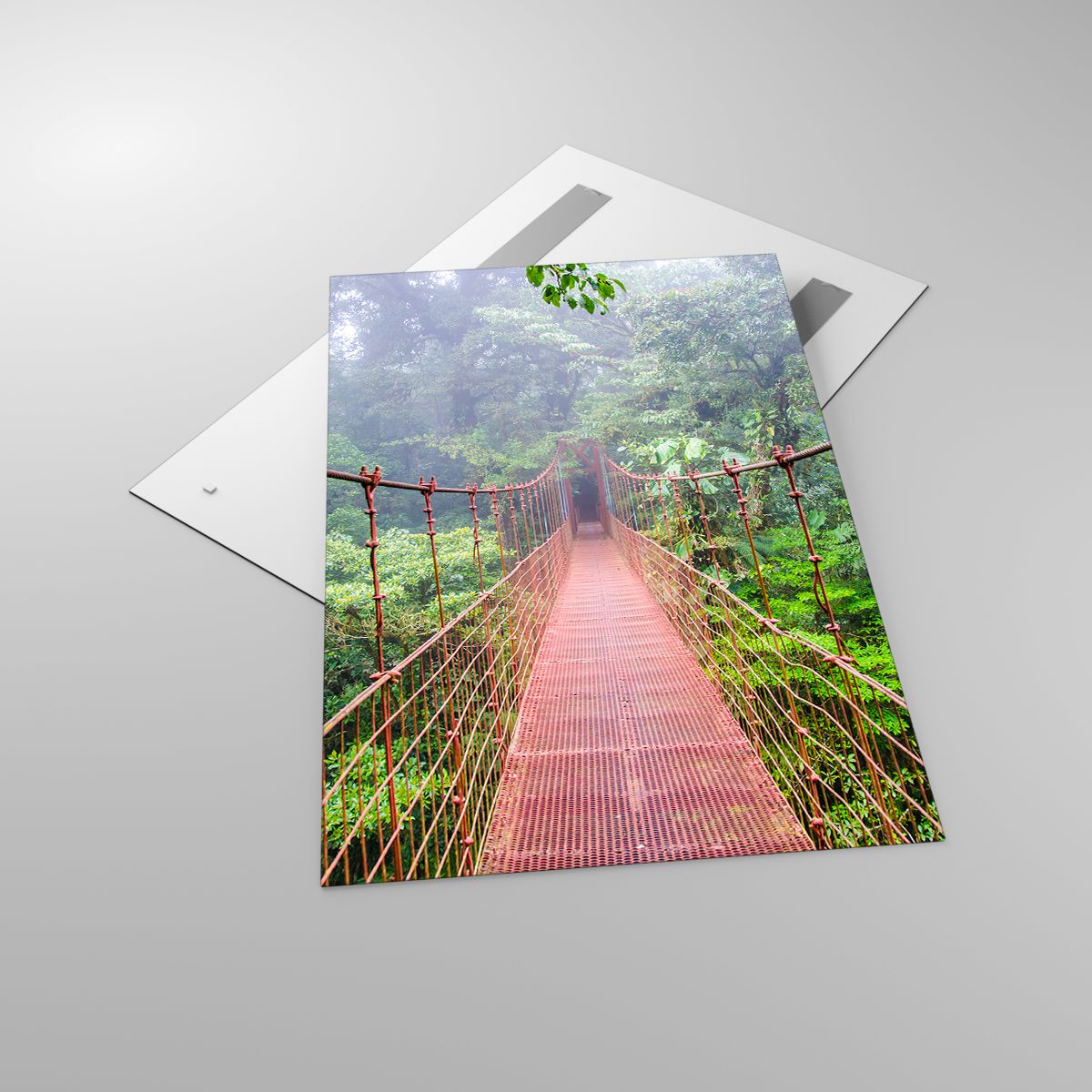 Glasbild Landschaft, Glasbild Urwald, Glasbild Costa Rica, Glasbild Hängende Brücke, Glasbild Natur