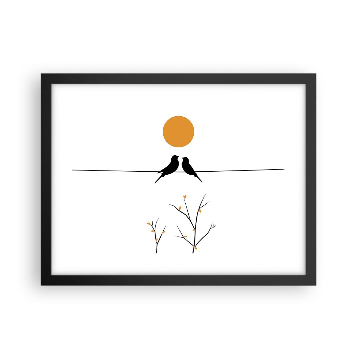 Affiche Poster 40x40cm Oiseaux Pastel & Or - Déco Murale Minimaliste, Moderne