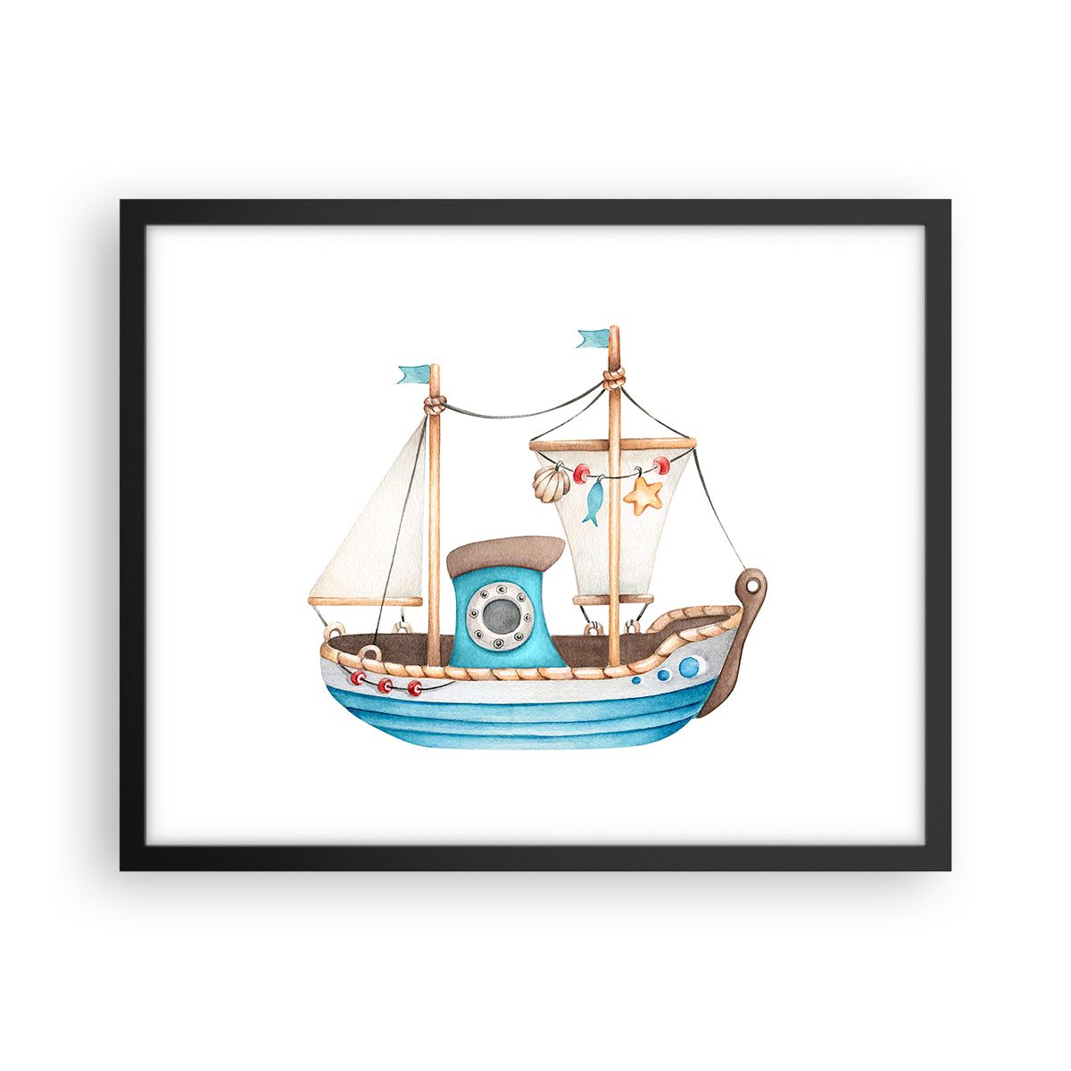 Poster Paysage Marin 50x40cm - ARTTOR, Tableau Voilier, Déco Murale Moderne