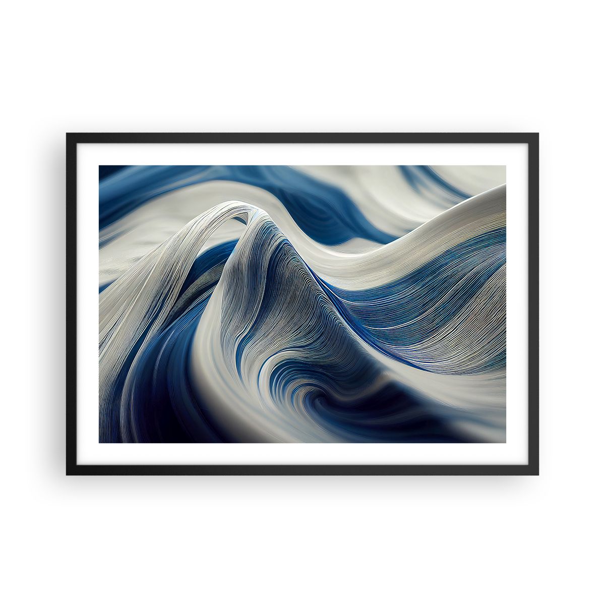 Tableau Impression Sur Verre 70x50cm – Abstraction Bleue Et Noire – ARTTOR – Neuf