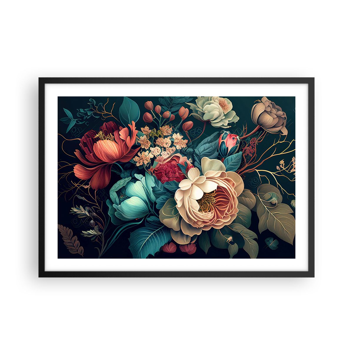 Affiche Déco Fleurs Shabby-Chic - Format 70x50 Cm - Papier - Marque ARTTOR - Neuf
